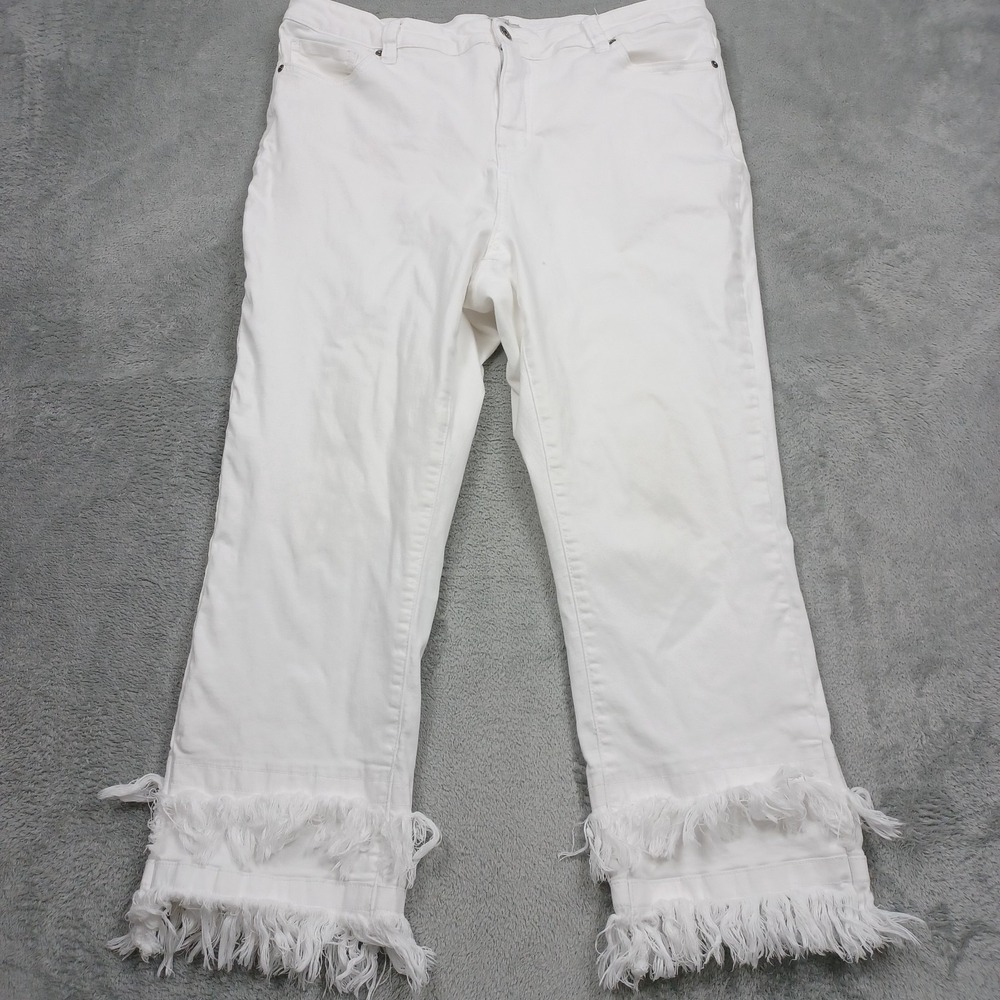 John Mark Jeans Womens 34 White Denim Preppy Pockets Frayed Party